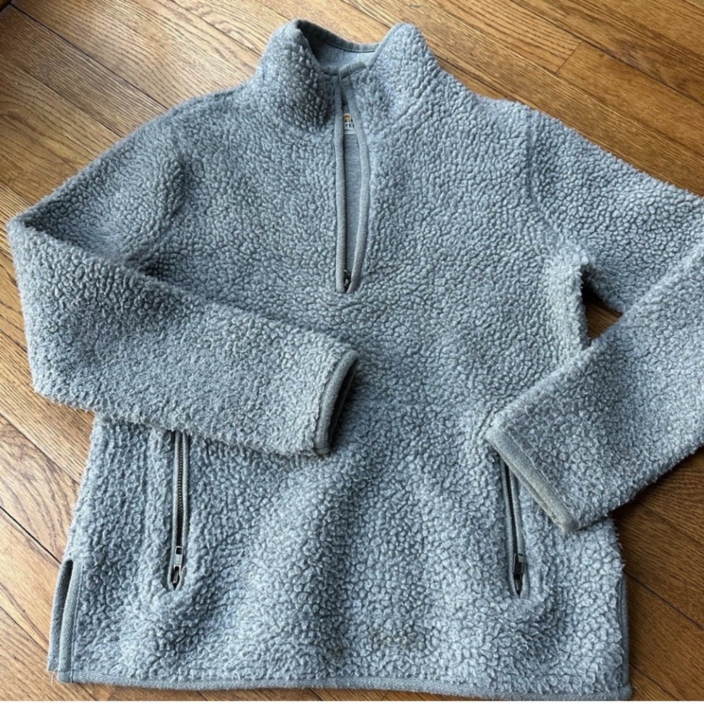 Marine Layer Sherpa Fleece Quarter Zip Pullover Gray Small Cozy Plush
